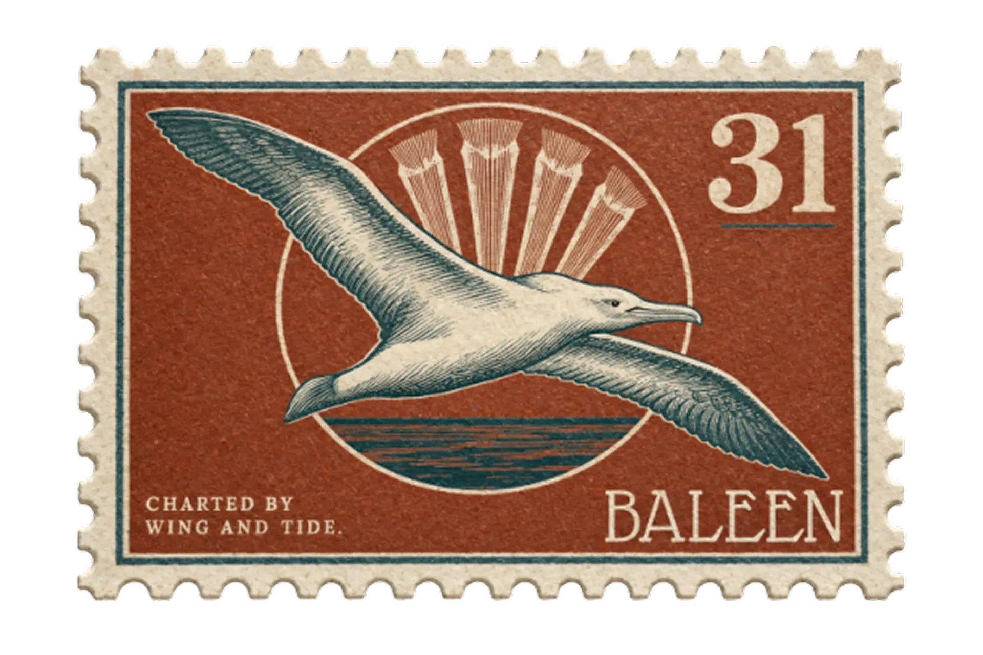 Seabird in flight stamp